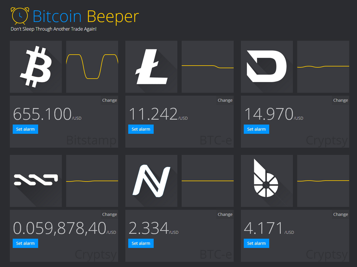 BitcoinBeeper.com Homepage